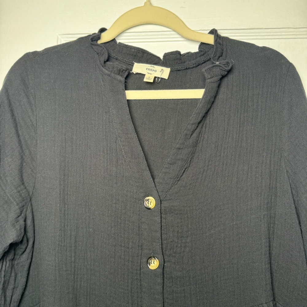 Entro Ruffled Button Up Long Sleeve Tiered Shirt Dress size Small NWOT - Picture 6 of 9